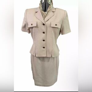 Vintage 90s Kasper ASL Petite Skirt Suit Tan 10p Business Career Executive
